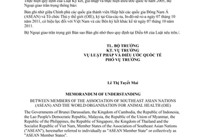 Thông báo hiệu lực Bản ghi nhớ giữa Hiệp hội các quốc gia Đông Nam Á