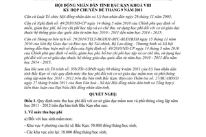 Nghị quyết 25/2011/NQ-HĐND mức thu học phí mầm non phổ thông công lập Bắc Kạn