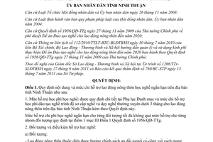 Quyết định 53/2011/QĐ-UBND chi hỗ trợ lao động nông thôn học nghề ngắn hạn Ninh Thuận