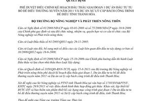 Quyết định 2357/QĐ-BNN-TCTL  phê duyệt điều chỉnh kế hoạch đấu thầu