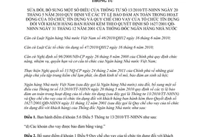 Thông tư 33/2011/TT-NHNN sửa đổi Thông tư 13/2010/TT-NHNN  tỷ lệ bảo đảm