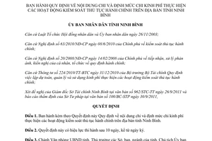 Quyết định 19/2011/QĐ-UBND kinh phí thực hiện hoạt động kiểm soát thủ tục