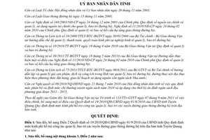 Quyết định 19/2011/QĐ-UBND sửa đổi Điều 2 Quyết định 19/2010/QĐ-UBND