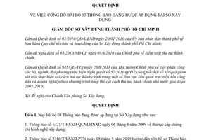 Quyết định 1083/QĐ-SXD-VP công bố bãi bỏ 03 Thông báo