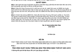 Quyết định 502/QĐ-UBND Đề án phát triển hàng xuất khẩu tỉnh Bình Định