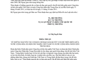 Thông báo hiệu lực Thỏa thuận về những nguyên tắc cơ bản