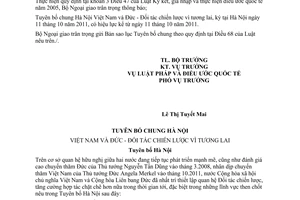 Thông báo hiệu lực Tuyên bố chung Đối tác chiến lược vì tương lai giữa Việt Nam