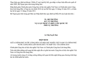 Thông báo hiệu lực Hiệp định hợp tác tài chính 2010 giữa Việt Nam - Đức