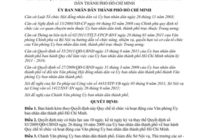 Quyết định 63/2011/QĐ-UBND Quy chế tổ chức và hoạt động Văn phòng Ủy ban