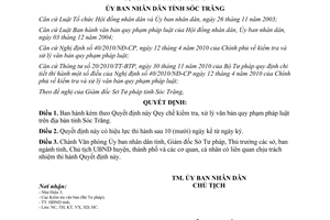 Quyết định 30/2011/QĐ-UBND kiểm tra xử lý văn bản quy phạm pháp luật Sóc Trăng