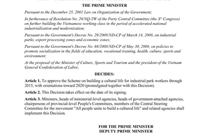 Decision No. 1780/QD-TTg approving the scheme on building a cultural life