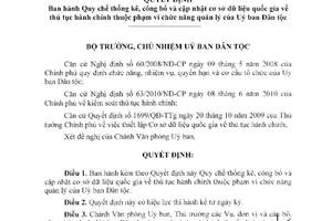 Quyết định 307/QĐ-UBDT  Quy chế thống kê, công bố và cập nhật cơ sở dữ liệu