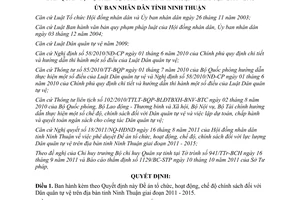 Quyết định 55/2011/QĐ-UBND chế độ chính sách dân quân tự vệ Ninh Thuận