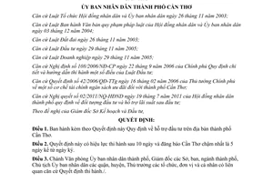 Quyết định 31/2011/QĐ-UBND hỗ trợ đầu tư trên địa bàn thành phố Cần Thơ