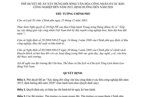 Quyết định 1780/QĐ-TTg năm 2011 Đề án xây dựng đời sống văn hóa