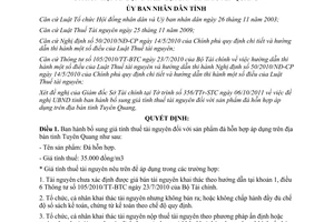 Quyết định 374/QĐ-UBND bổ sung giá tính thuế tài nguyên