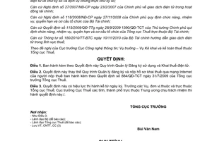 Quyết định 1390/QĐ-TCT  Quy trình Quản lý Đăng ký sử dụng và Khai thuế