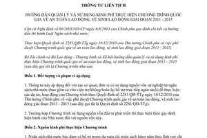 Thông tư liên tịch 140/2011/TTLT-BTC-LĐTBXH hướng dẫn quản lý sử dụng kinh phí