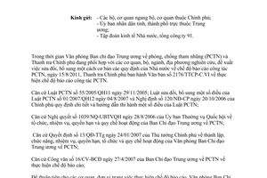 Công văn 437/VPBCĐ-V.VI 2011 báo cáo công tác phòng chống tham nhũng