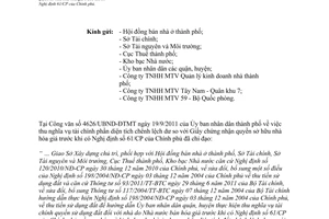 Công văn 7490/SXD-QLN&CS thu nghĩa vụ tài chính phần diện tích chênh lệch