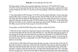 Công văn 2890/BNN-TCTL 2011 chức năng phục vụ du lịch hồ Dầu Tiếng tỉnh Tây Ninh