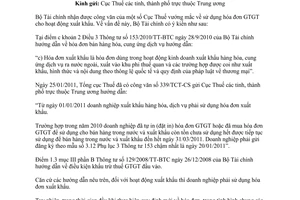 Công văn 13518/BTC-TCT sử dụng hóa đơn giá trị gia tăng