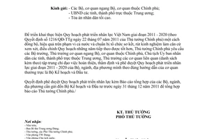 Công văn 1852/TTg-KGVX phê duyêt Quy hoạch phát triển nhân lực Bộ, ngành