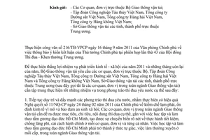 Công văn 6533/BGTVT-TCCB triển khai kết luận Thủ tướng Chính phủ