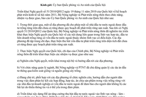 Công văn 2969/BNN-TCLN tình hình thực hiện Nghị quyết 51/2010/QH12