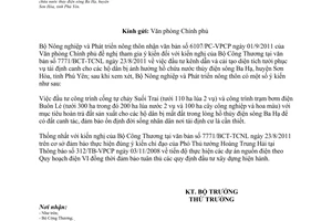 Công văn 2986/BNN-TCTL tham gia ý kiến kiến nghị Bộ Công Thương