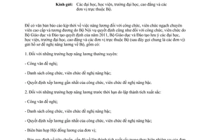 Công văn 7000/BGDĐT-TCCB nâng lương công chức, viên chức ngạch cao cấp