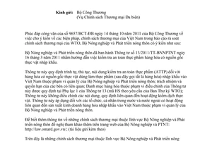 Công văn 5274/BNN-HTQT biện pháp, chính sách thương mại Việt Nam