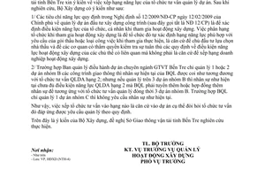 Công văn 88/BXD-HĐXD hướng dẫn điều kiện năng lực trong hoạt động xây dựng