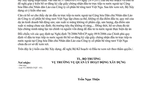 Công văn 89/BXD-HĐXD góp ý kiến thẩm tra dự án đầu tư ra nước ngoài