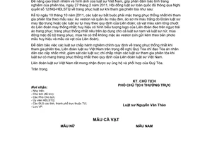 Công văn 277/LĐLSVN luật sư mặc trang phục thống nhất khi tham gia phiên tòa