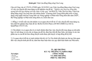 Công văn 5350/BNN-KHCN Chuyển đổi mua dụng cụ thí nghiệm đề tài