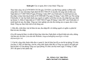 Công văn 1487/TCLN-VP kê khai tài sản, thu nhập cá nhân