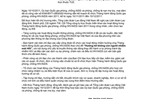 Công văn 1829/TLĐ hướng dẫn Tháng hành động Quốc gia phòng, chống HIV/AIDS