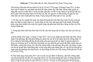 Công văn 3987/BTNMT-TCQLĐĐ thực hiện Chỉ thị 1474/CT-TTg