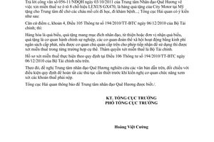 Công văn 5401/TCHQ-TXNK miễn thuế hàng quà tặng