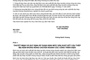 Công văn 10041/BCT-TCNL công bố định mức sản xuất kết cấu thép mạ kẽm nhúng nóng