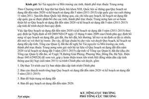 Công văn 1357/TCQLĐĐ-QHĐĐ hoàn thiện Quy hoạch sử dụng đất đến năm 2020