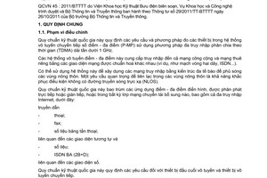 Quy chuẩn kỹ thuật Quốc gia QCVN 45:2011/BTTTT về thiết bị vô tuyến điểm - đa điểm dải tần dưới 1 GHz sử dụng truy nhập TDMA do Bộ trưởng Bộ Thông tin và Truyền thông ban hành