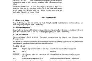 Quy chuẩn kỹ thuật Quốc gia QCVN 60:2011/BTTTT về bộ phát đáp ra đa tìm kiếm và cứu nạn do Bộ trưởng Bộ Thông tin và Truyền thông ban hành