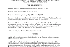 Decision No. 56/2011/QD-TTg on promulgation of the set of national indicators on