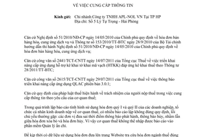 Thông báo 3725/TB-CT cung cấp thông tin