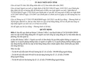 Quyết định 27/2011/QĐ-UBND sửa đổi quy định mức trợ cấp cho đối tượng bảo trợ