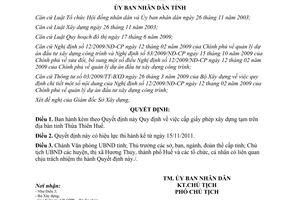 Quyết định 39/2011/QĐ-UBND  cấp giấy phép xây dựng tạm