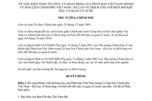 Quyết định 1942/QĐ-TTg kiện toàn tổ chức và hoạt động Phân ban Việt Nam