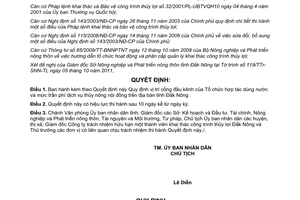 Quyết định 28/2011/QĐ-UBND vị trí cống đầu kênh Tổ chức hợp tác